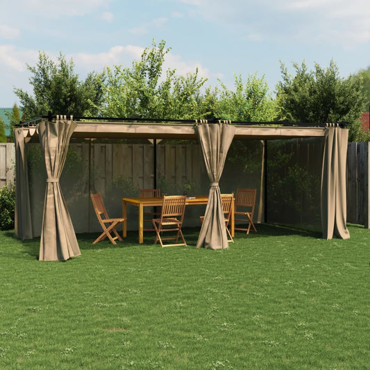vidaXL Gazebo with Curtains Taupe 6x3 m Steel 1