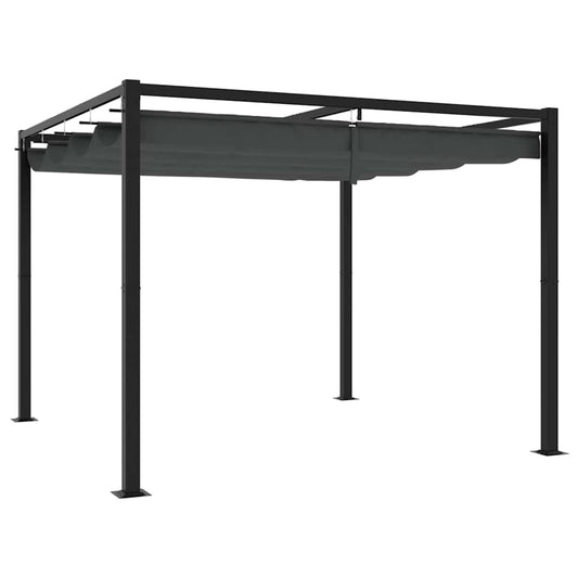 vidaXL Garden Gazebo with Retractable Roof Anthracite 3x3 m Steel 1