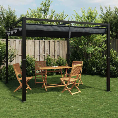 vidaXL Garden Gazebo with Retractable Roof Anthracite 3x3 m Steel 2
