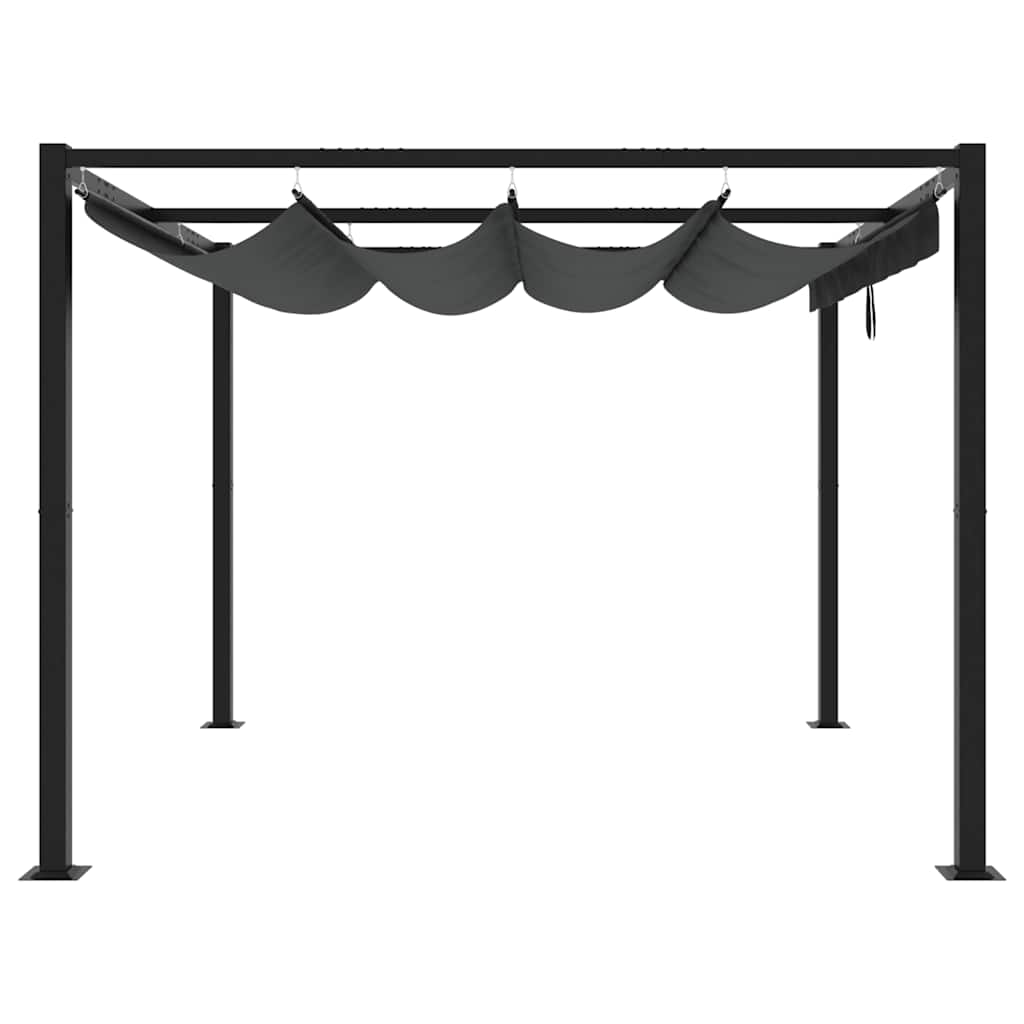 vidaXL Garden Gazebo with Retractable Roof Anthracite 3x3 m Steel 4