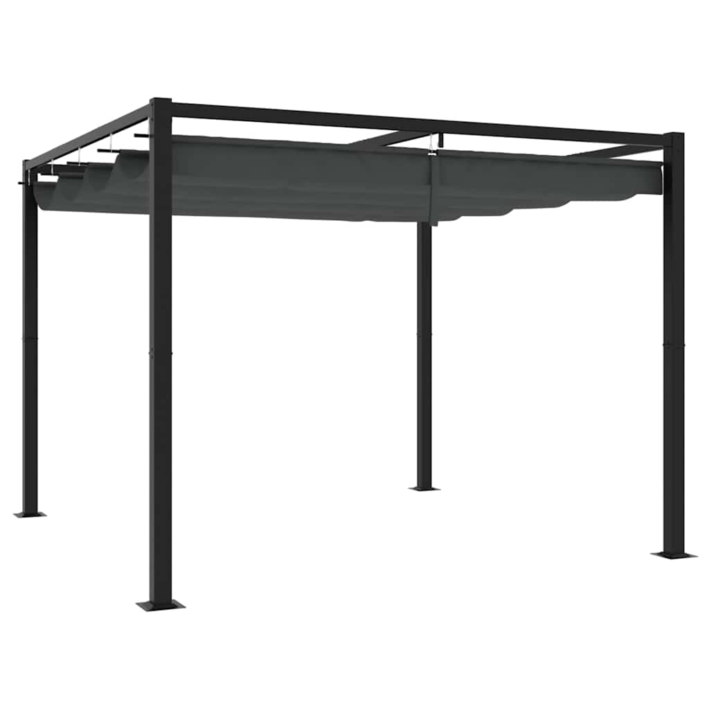 vidaXL Garden Gazebo with Retractable Roof Anthracite 3x3 m Steel 5