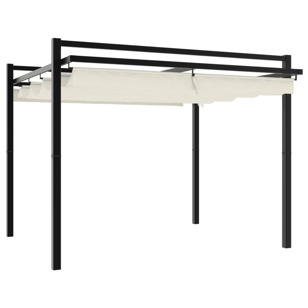 vidaXL Garden Gazebo with Retractable Roof Cream 3x3 m Aluminium 2