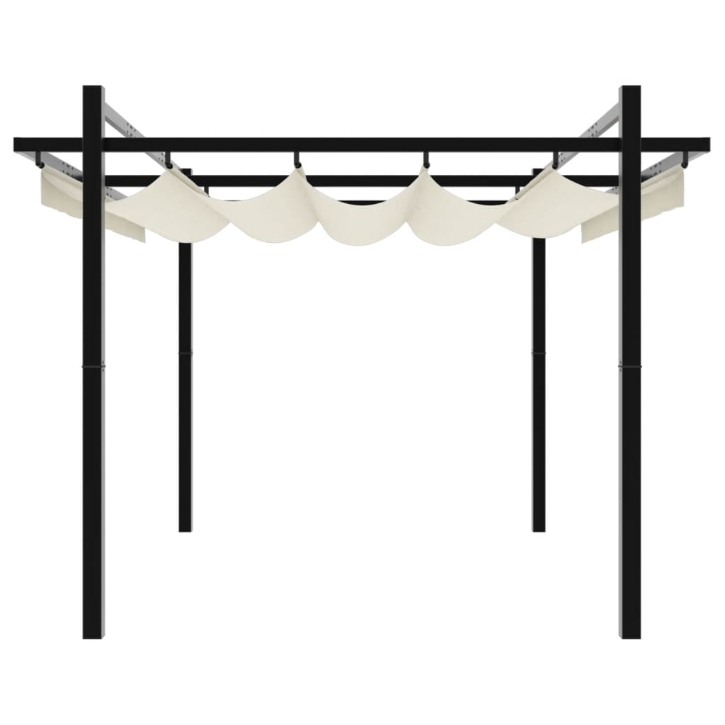 vidaXL Garden Gazebo with Retractable Roof Cream 3x3 m Aluminium 5