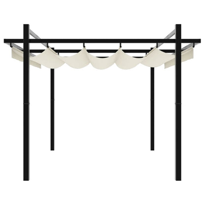 vidaXL Garden Gazebo with Retractable Roof Cream 3x3 m Aluminium 5