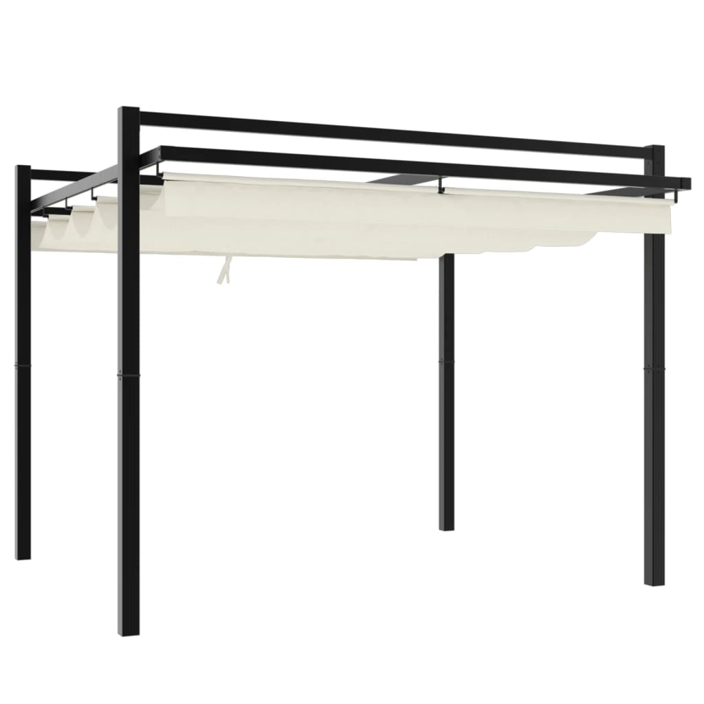 vidaXL Garden Gazebo with Retractable Roof Cream 3x3 m Aluminium 4