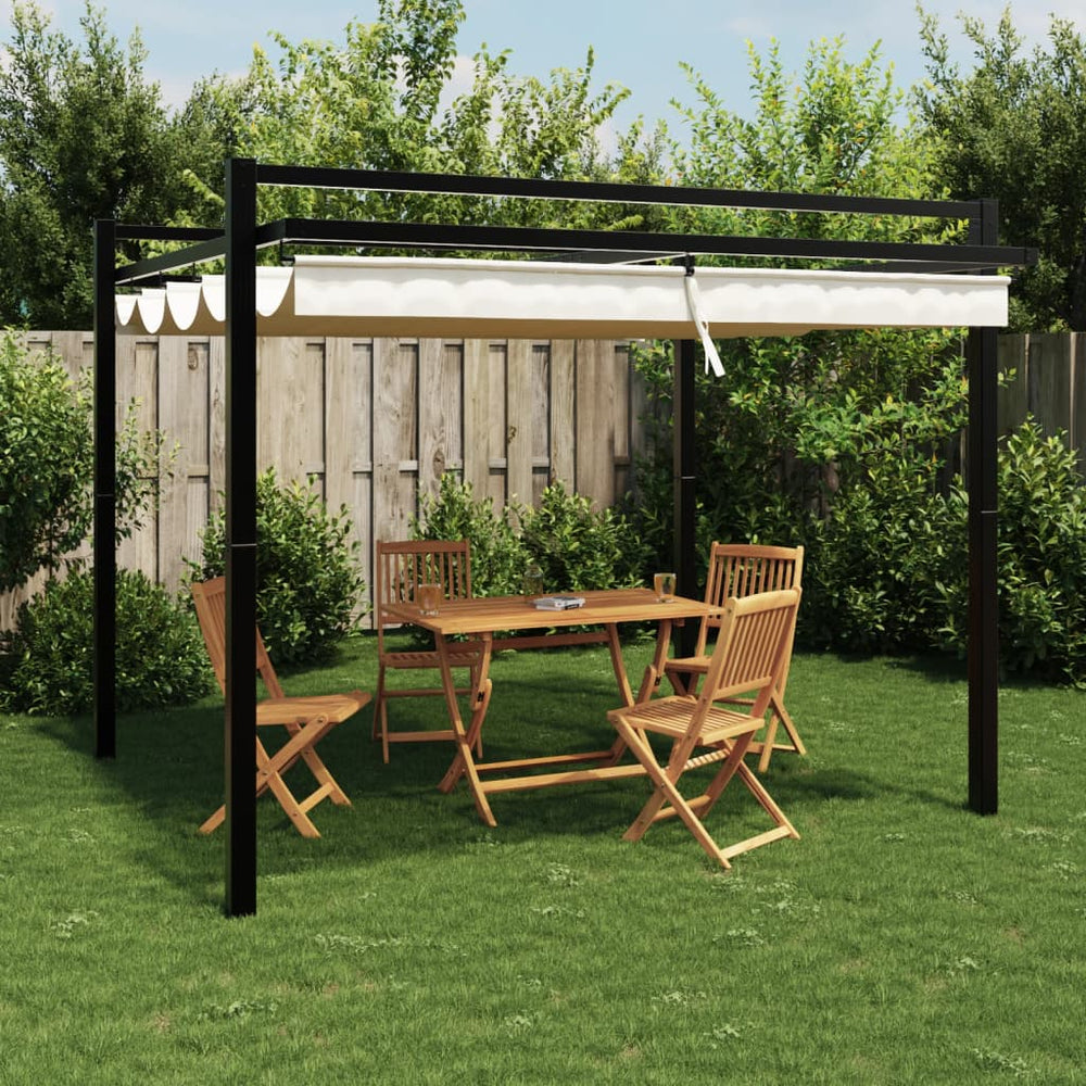 vidaXL Garden Gazebo with Retractable Roof Cream 3x3 m Aluminium