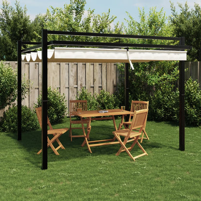 vidaXL Garden Gazebo with Retractable Roof Cream 3x3 m Aluminium 1