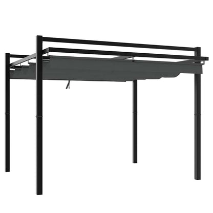 vidaXL Garden Gazebo with Retractable Roof Anthracite 3x3 m Aluminium 2