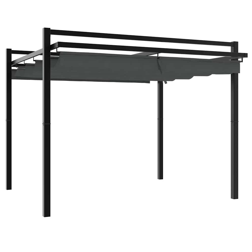 vidaXL Garden Gazebo with Retractable Roof Anthracite 3x3 m Aluminium 4