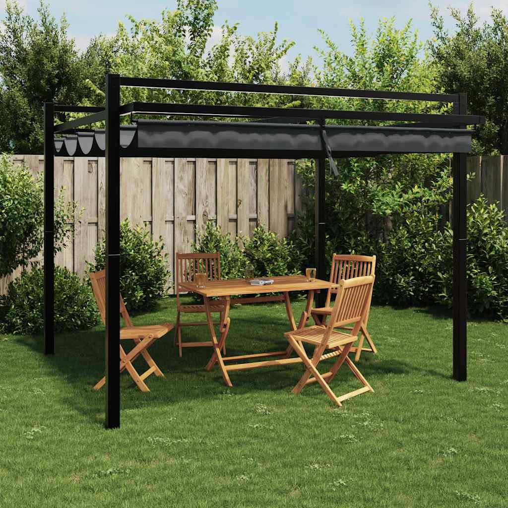 vidaXL Garden Gazebo with Retractable Roof Anthracite 3x3 m Aluminium 1