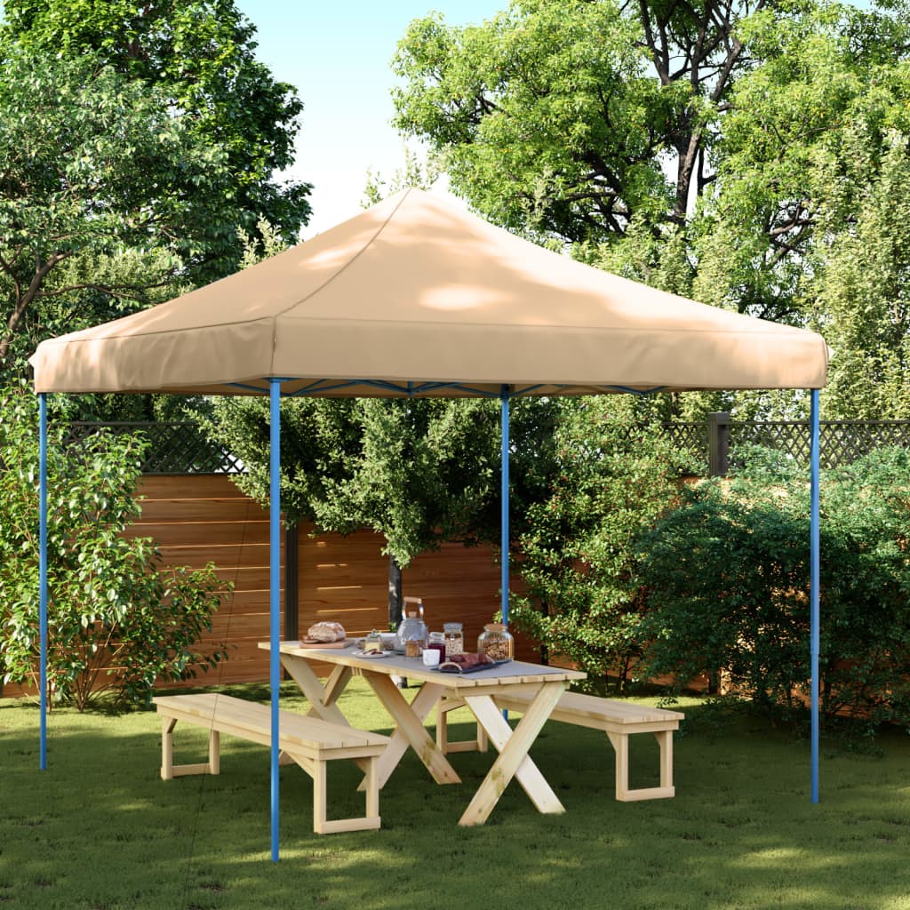 Foldable Party Tent Pop-Up 292x292x315 cm No without Sidewall Beige