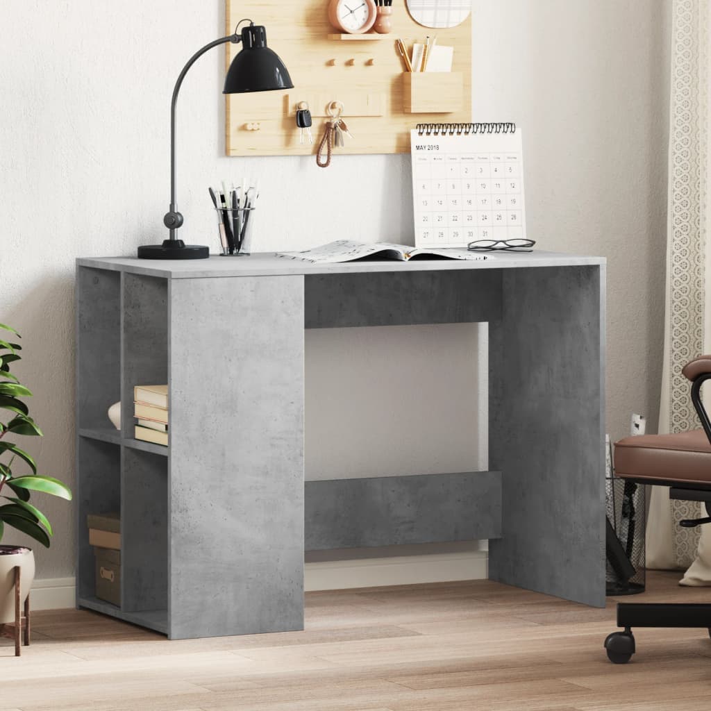 Desk 102x50x75 cm Engineered Wood Concrete grey