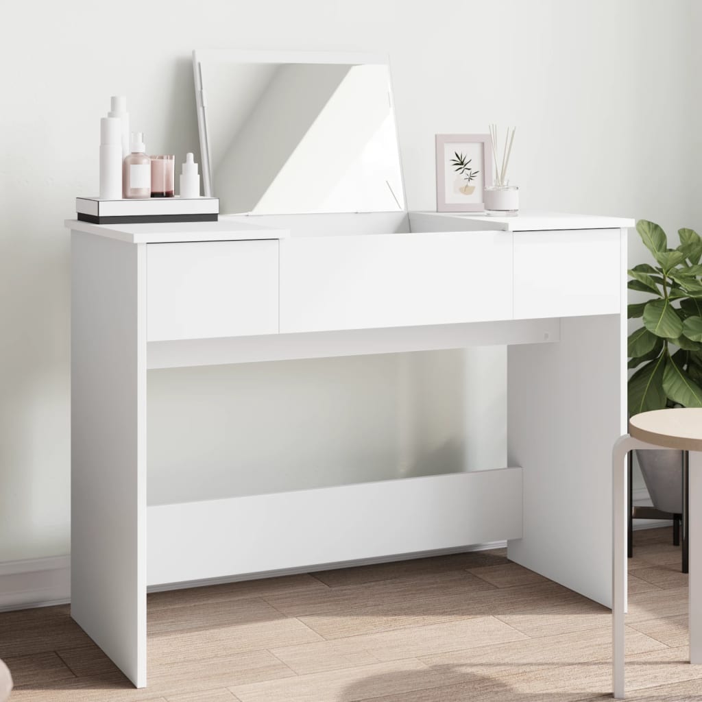 Dressing Table with Mirror 100x45x76 cm White
