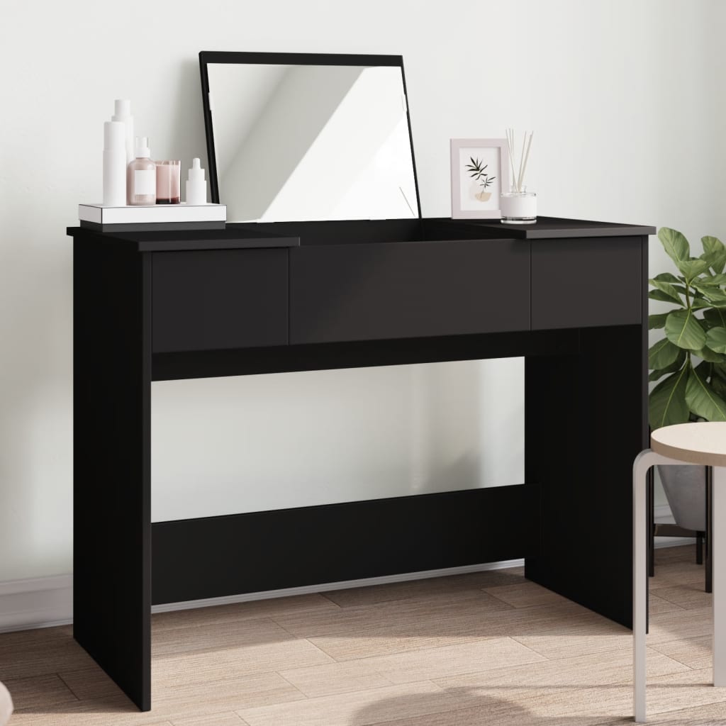 Dressing Table with Mirror 100x45x76 cm Black