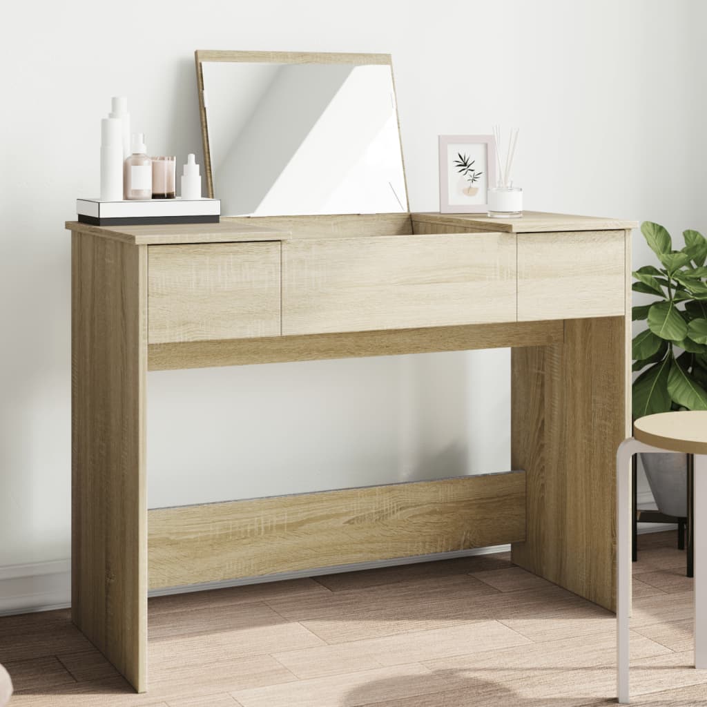 Dressing Table with Mirror 100x45x76 cm Sonoma oak