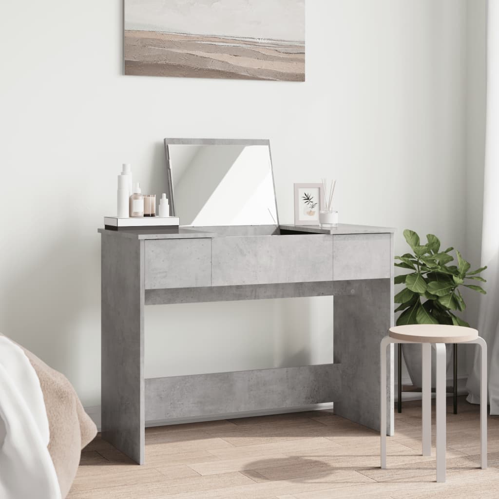 Dressing Table with Mirror 100x45x76 cm Concrete grey