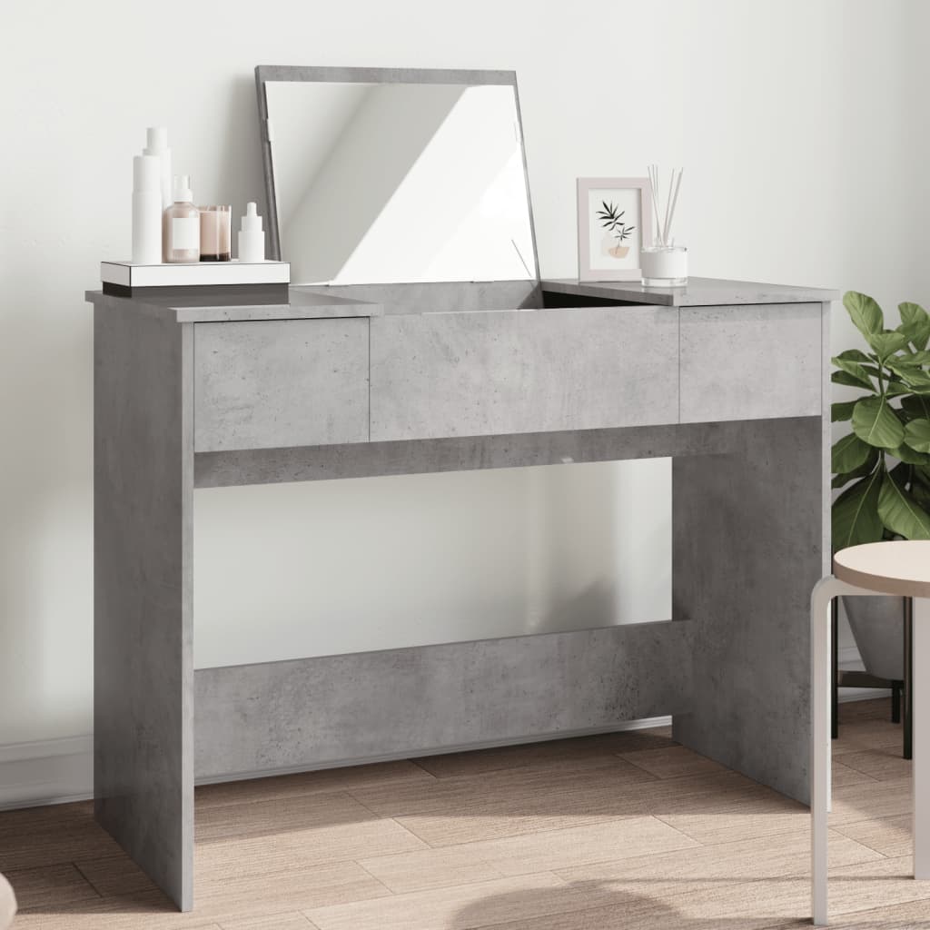 Dressing Table with Mirror 100x45x76 cm Concrete grey
