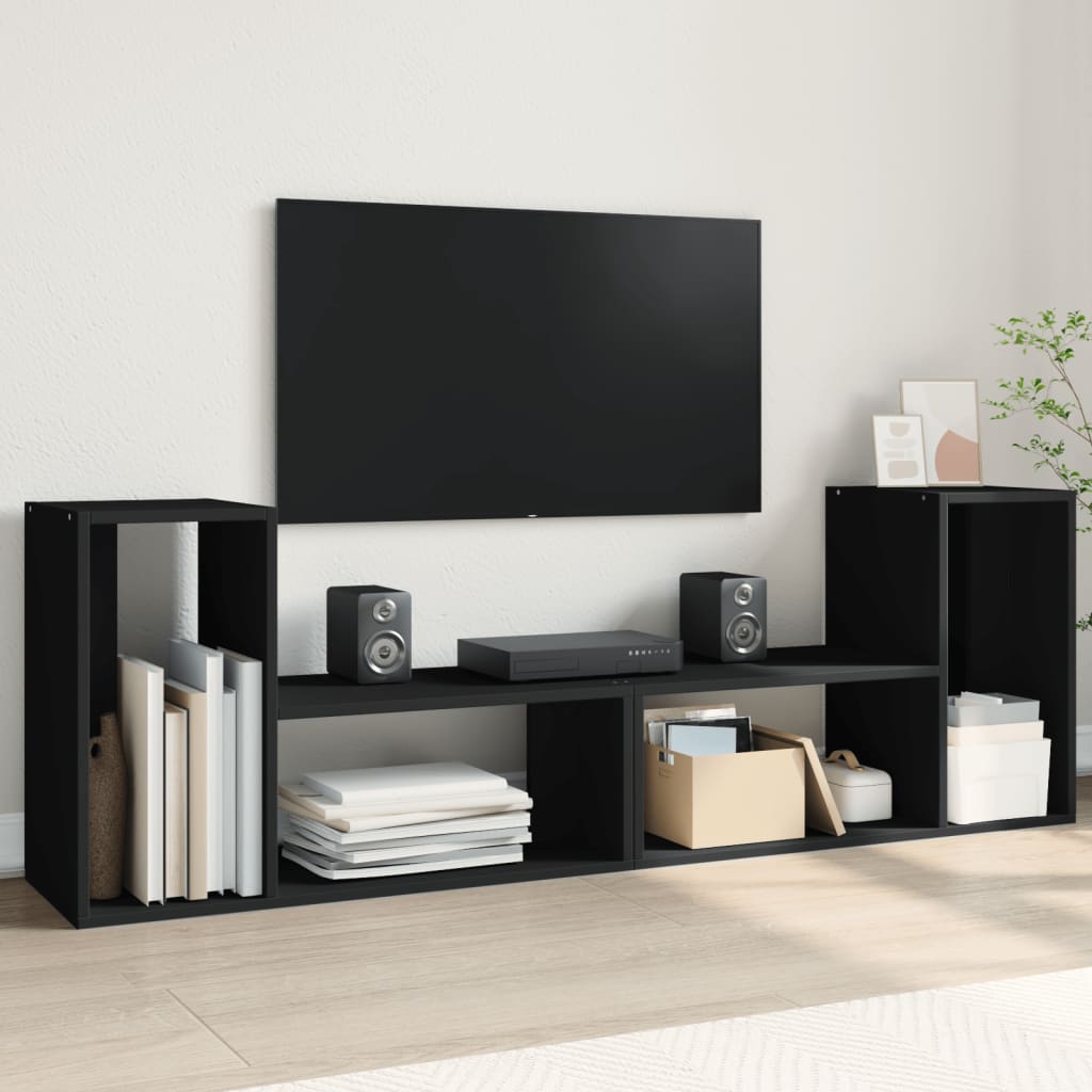 TV Cabinets 2 pcs 75x30x50 cm Engineered Wood Black 75 cm