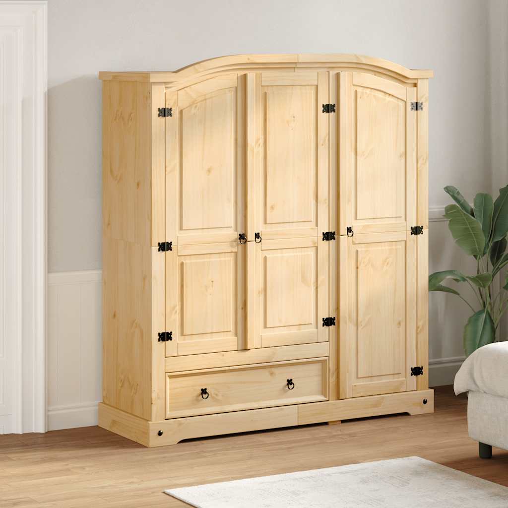 vidaXL Wardrobe "Corona" 151,5x52x170 cm Solid Wood Pine 3