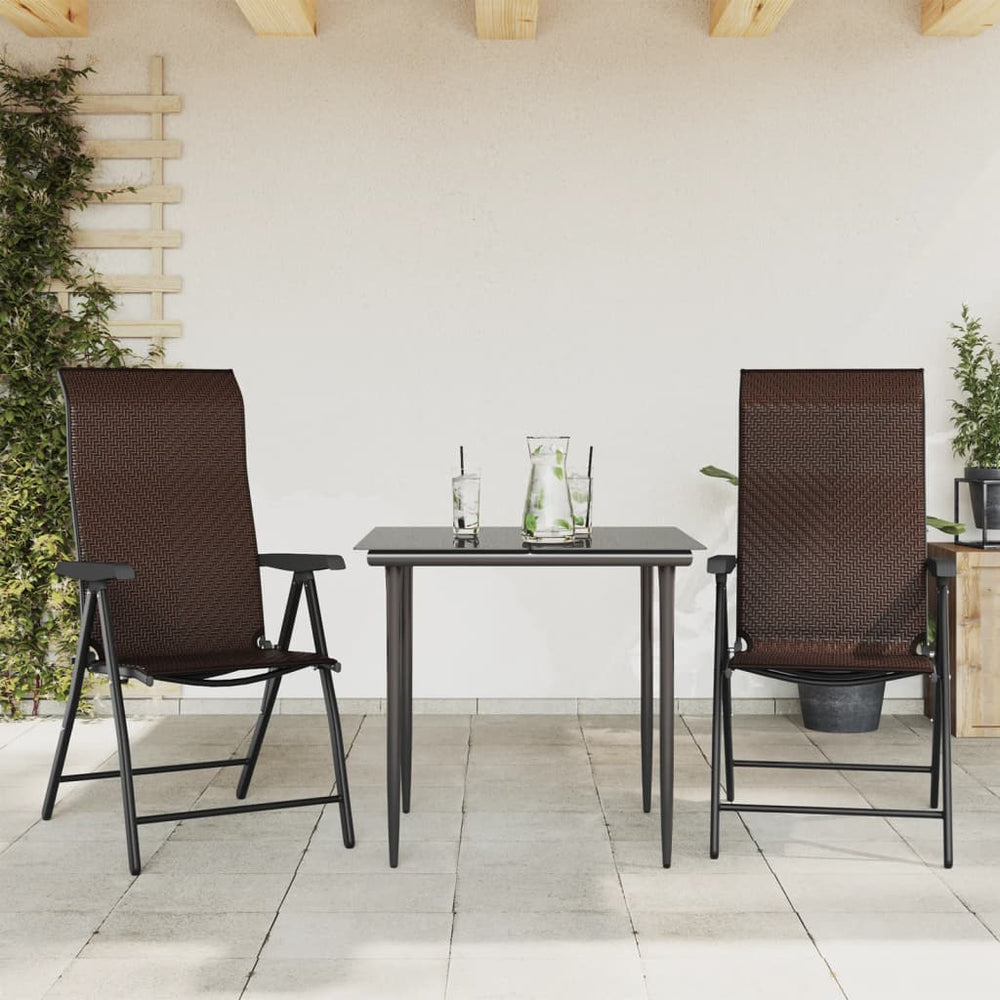 vidaXL Folding Chairs Brown Poly Rattan