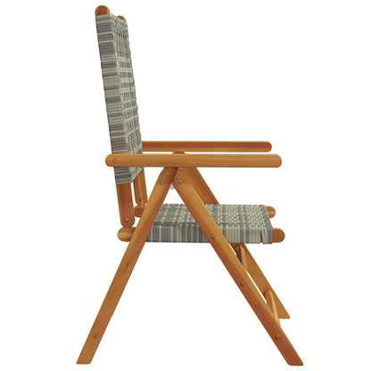 vidaXL Reclining Folding Chairs 8 pcs Grey Poly Rattan and Solid Wood 5