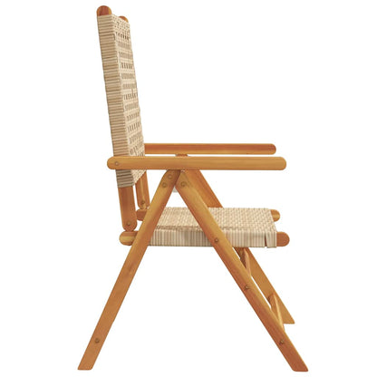 vidaXL Reclining Folding Chairs 8 pcs Beige Poly Rattan and Solid Wood 5