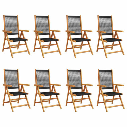 Reclining Folding Chairs Solid Wood Acacia Black