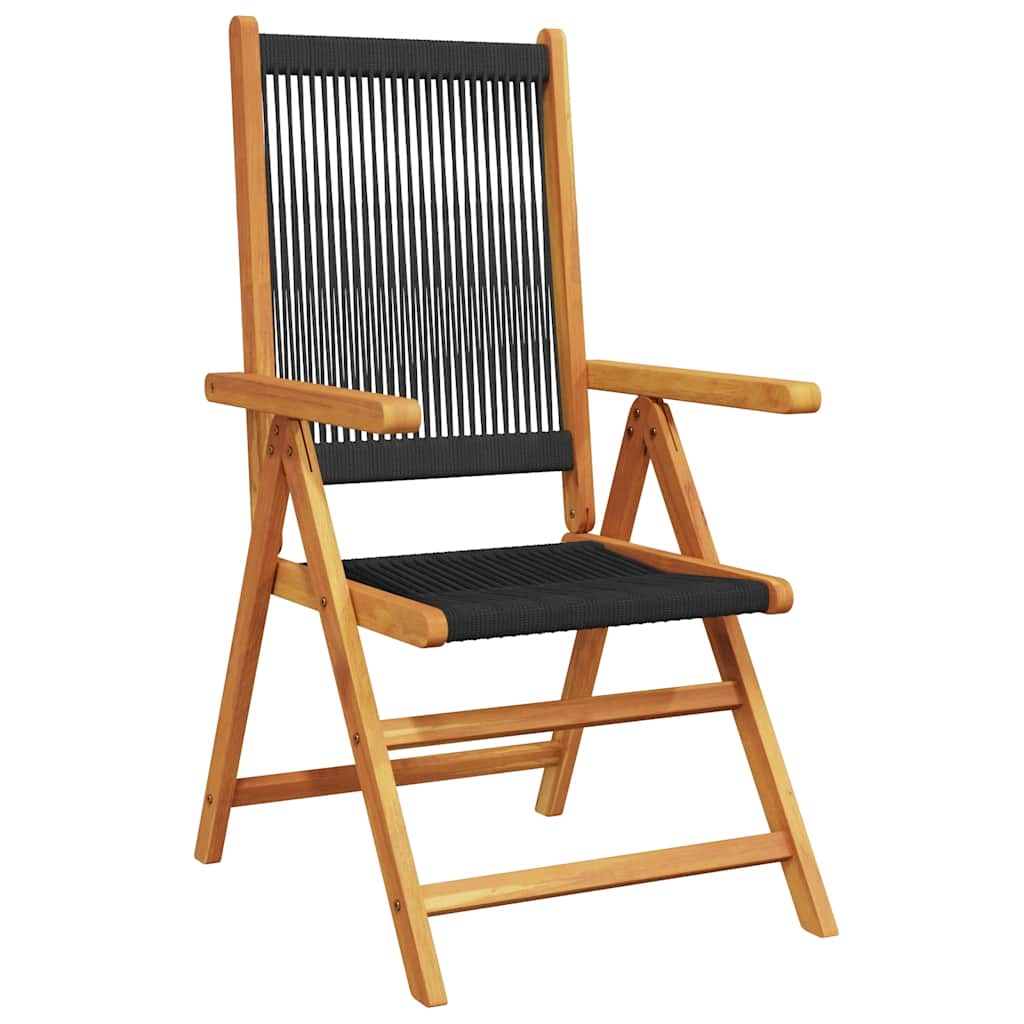 vidaXL Reclining Folding Chairs 8 pcs Black Solid Wood Acacia 3