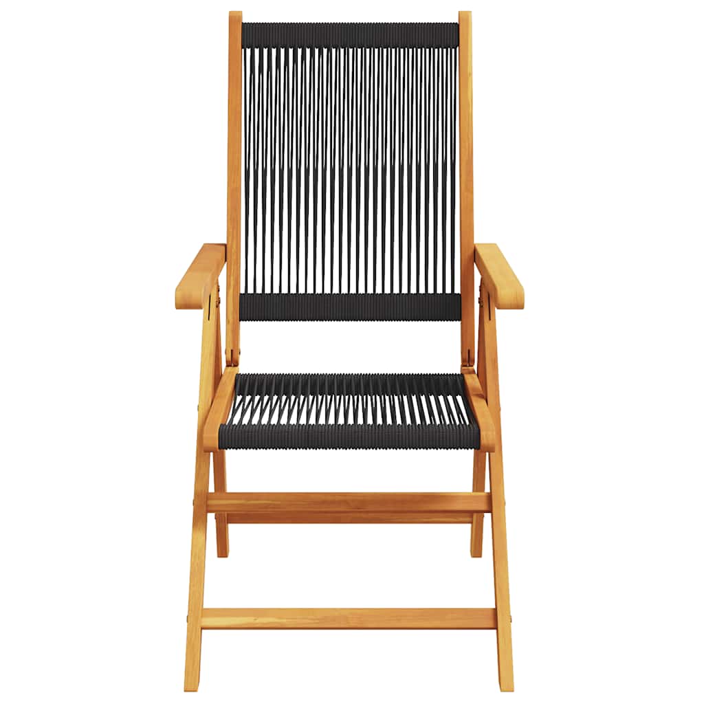 vidaXL Reclining Folding Chairs 8 pcs Black Solid Wood Acacia 4