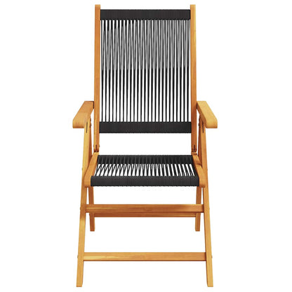 vidaXL Reclining Folding Chairs 8 pcs Black Solid Wood Acacia 4