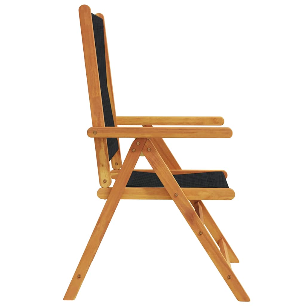 vidaXL Reclining Folding Chairs 8 pcs Black Solid Wood Acacia 5