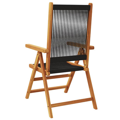 vidaXL Reclining Folding Chairs 8 pcs Black Solid Wood Acacia 6