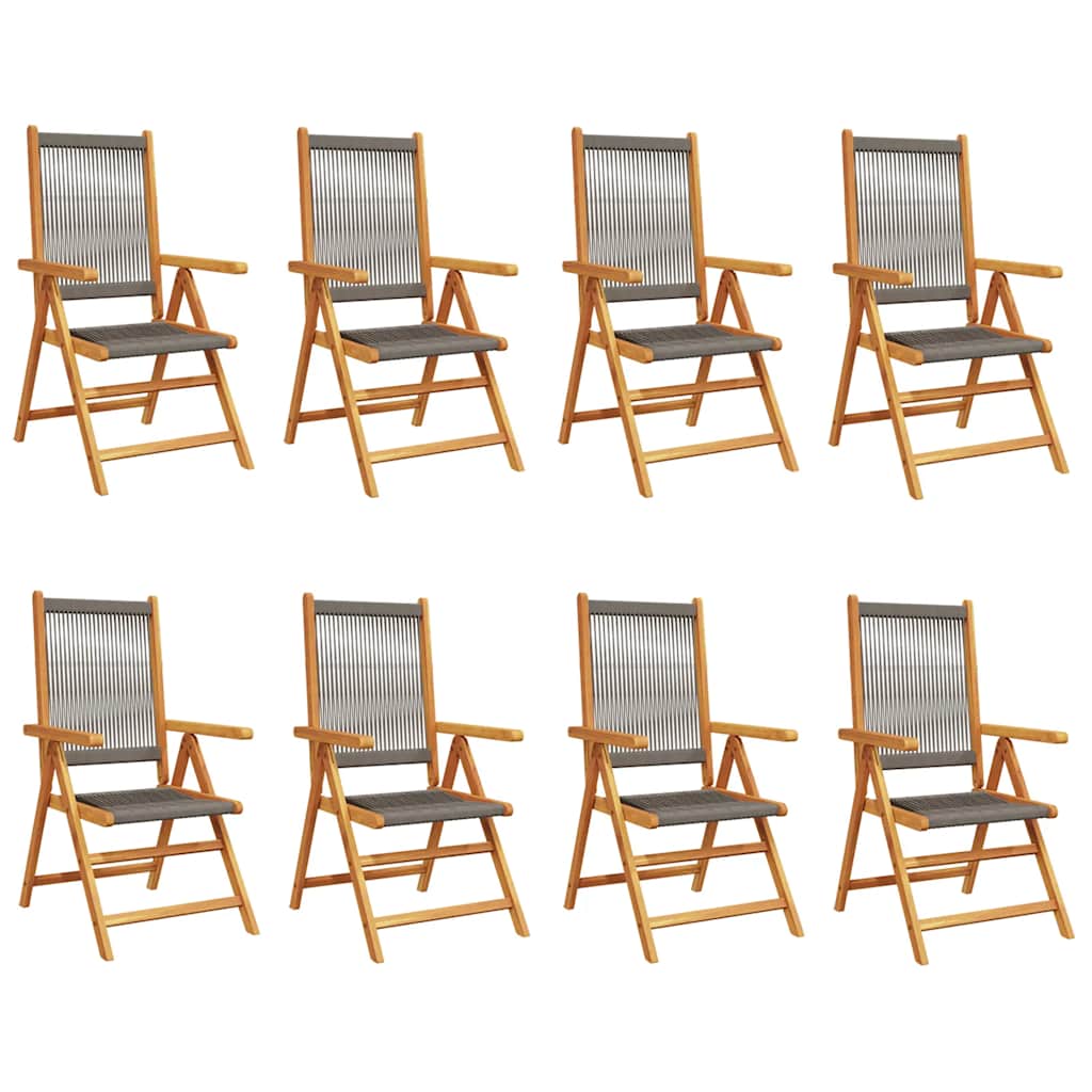 vidaXL Reclining Folding Chairs 8 pcs Grey Solid Wood Acacia 2