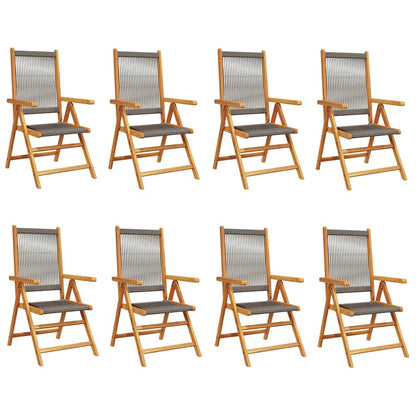 vidaXL Reclining Folding Chairs 8 pcs Grey Solid Wood Acacia 2