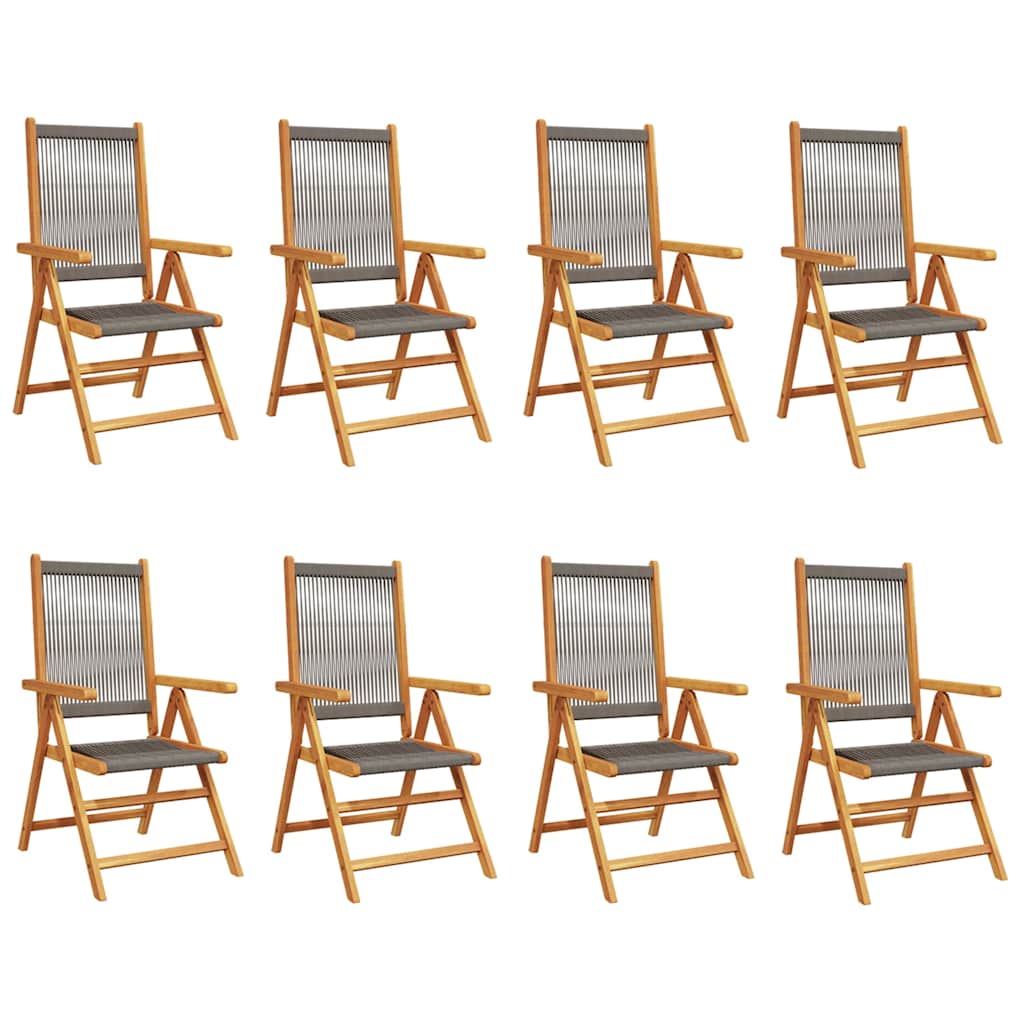 Reclining Folding Chairs Solid Wood Acacia Grey