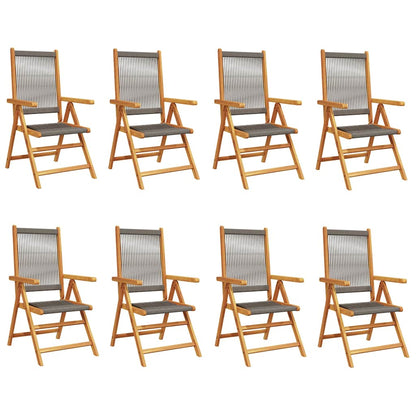 Reclining Folding Chairs Solid Wood Acacia Grey