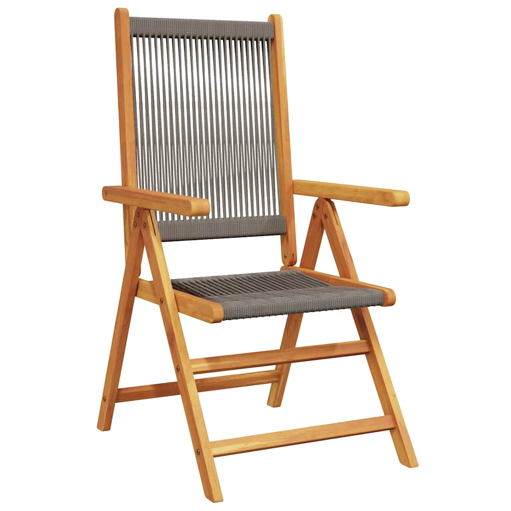 vidaXL Reclining Folding Chairs 8 pcs Grey Solid Wood Acacia 3