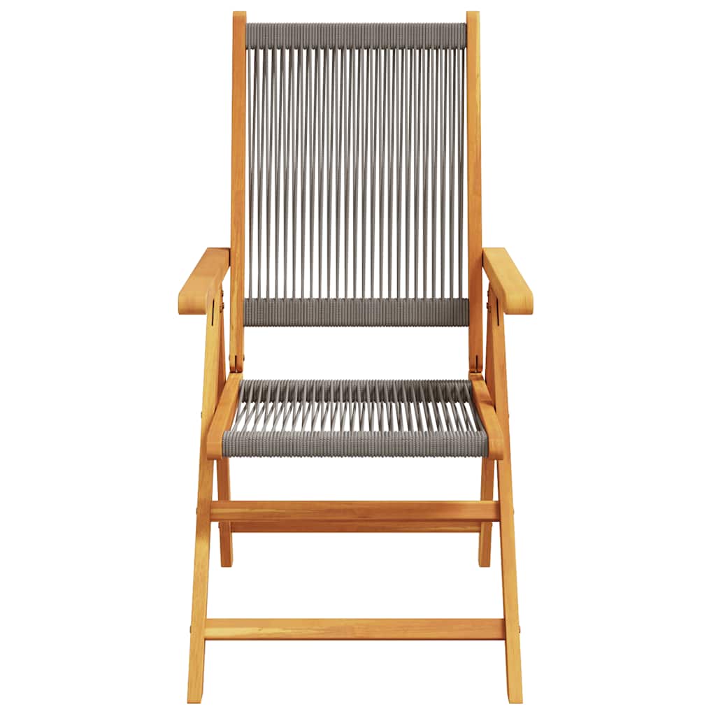 vidaXL Reclining Folding Chairs 8 pcs Grey Solid Wood Acacia 4