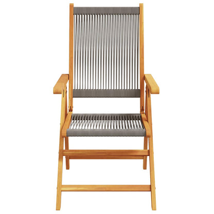 vidaXL Reclining Folding Chairs 8 pcs Grey Solid Wood Acacia 4