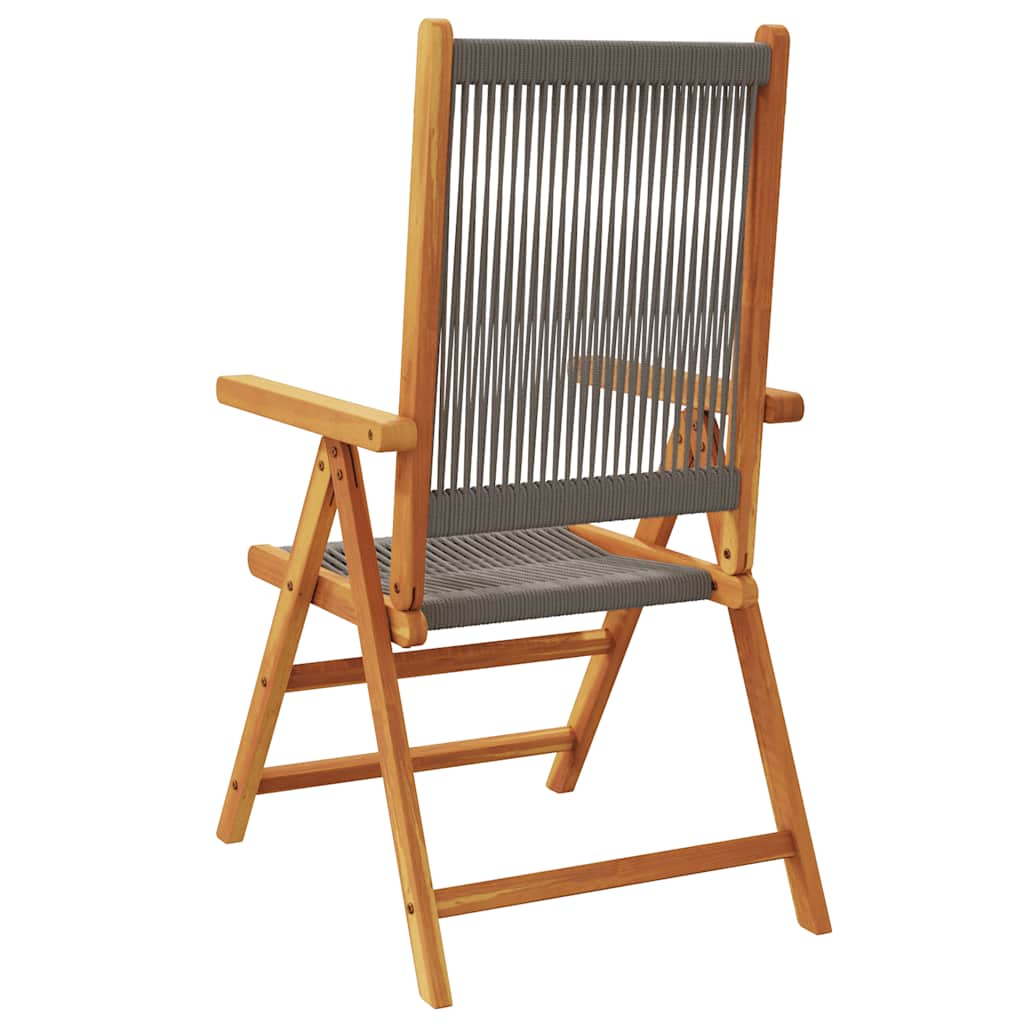 vidaXL Reclining Folding Chairs 8 pcs Grey Solid Wood Acacia 6