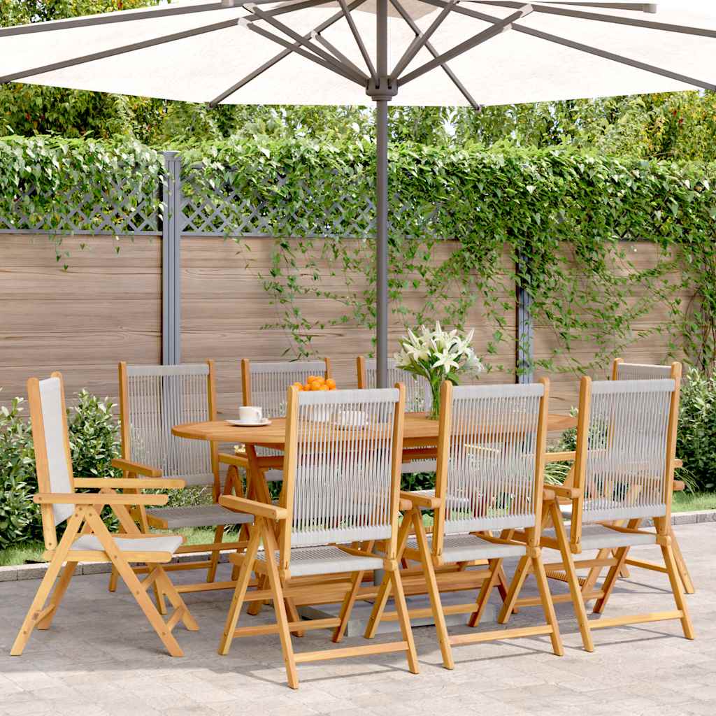 vidaXL Reclining Folding Chairs 8 pcs Grey Solid Wood Acacia 1