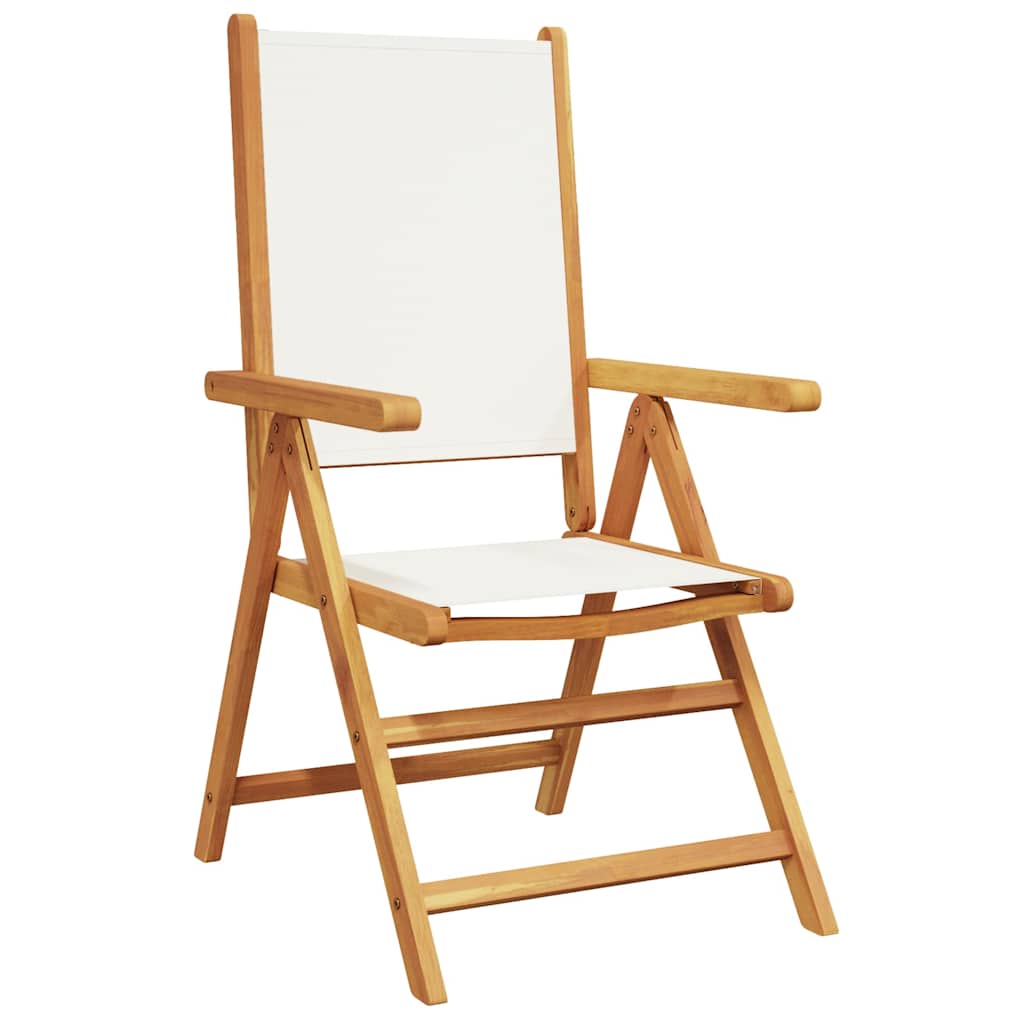 vidaXL Reclining Folding Chairs 8 pcs Cream White Fabric and Solid Wood 3