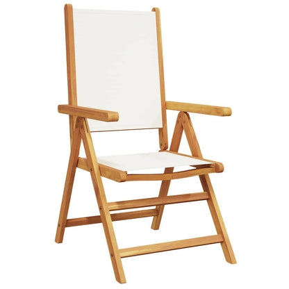 vidaXL Reclining Folding Chairs 8 pcs Cream White Fabric and Solid Wood 3