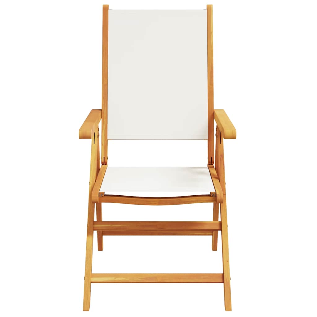vidaXL Reclining Folding Chairs 8 pcs Cream White Fabric and Solid Wood 4