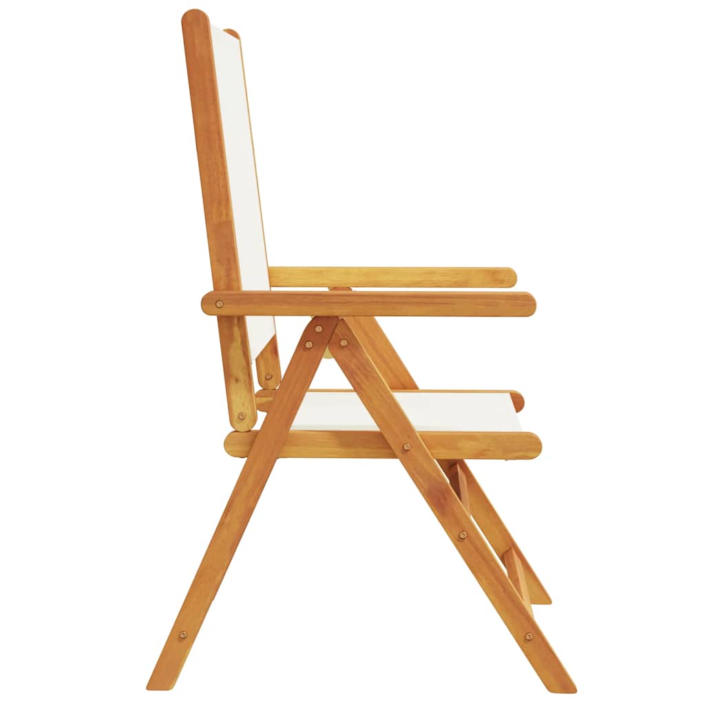 vidaXL Reclining Folding Chairs 8 pcs Cream White Fabric and Solid Wood 5