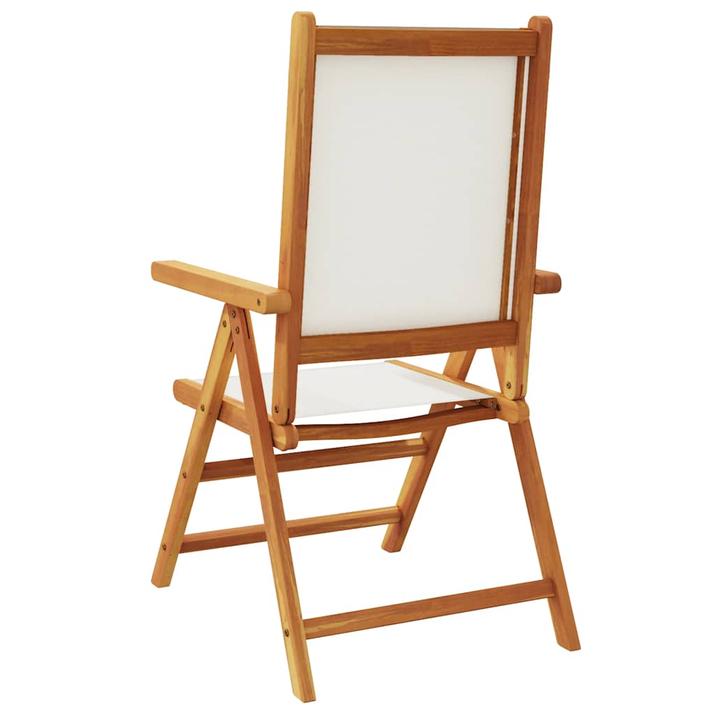 vidaXL Reclining Folding Chairs 8 pcs Cream White Fabric and Solid Wood 6