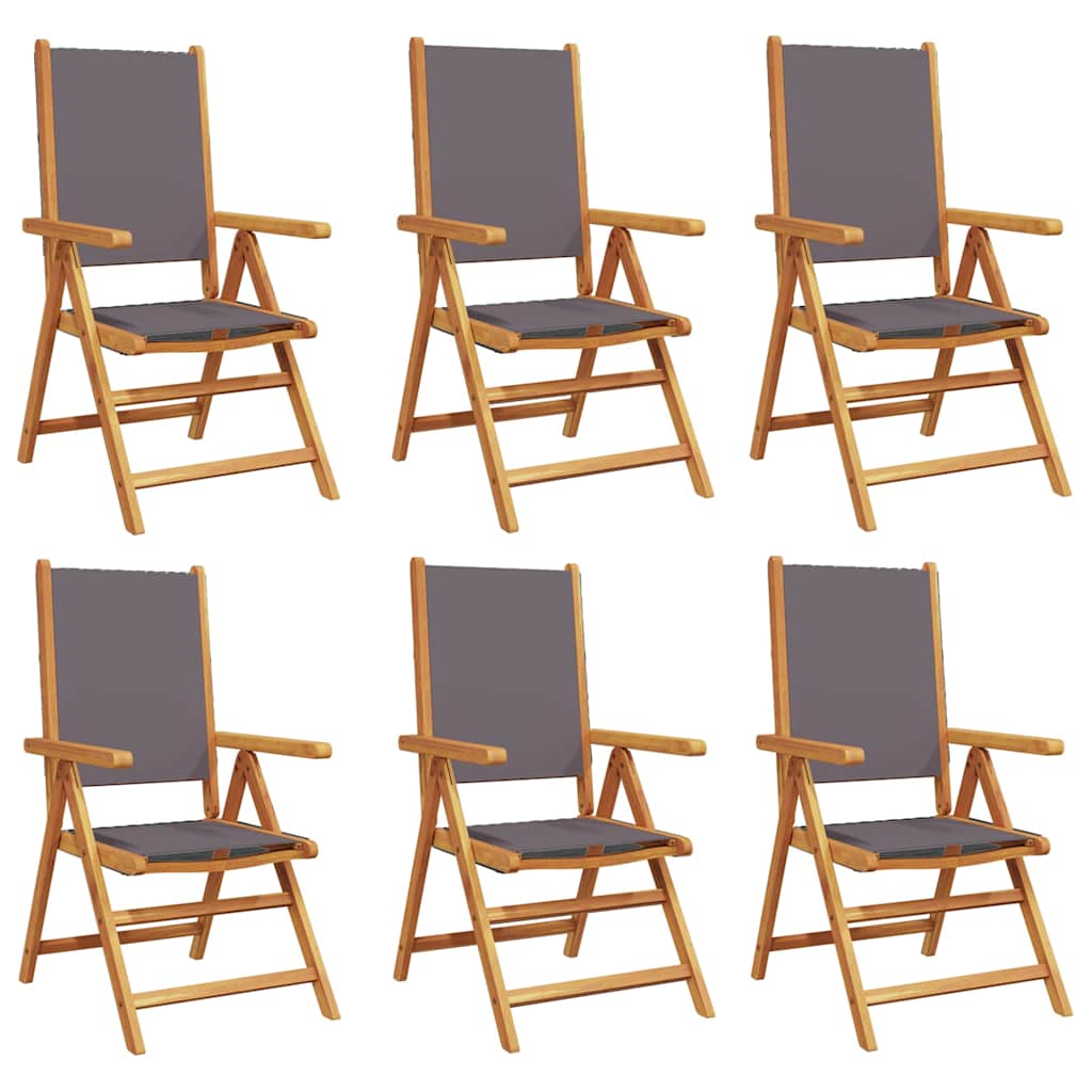 vidaXL Reclining Folding Chairs 6 pcs Anthracite Fabric and Solid Wood 2