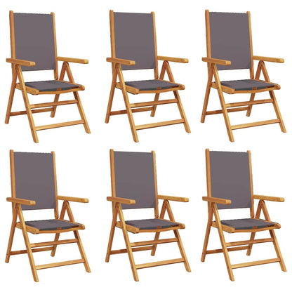 vidaXL Reclining Folding Chairs 6 pcs Anthracite Fabric and Solid Wood 2