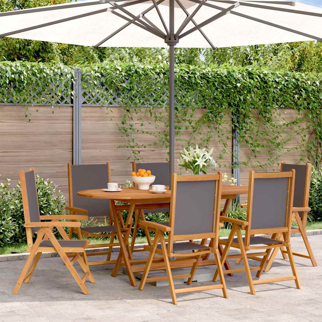 vidaXL Reclining Folding Chairs 6 pcs Anthracite Fabric and Solid Wood 1