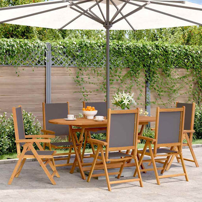 Reclining Folding Chairs Fabric and Solid Wood 6 pcs Anthracite